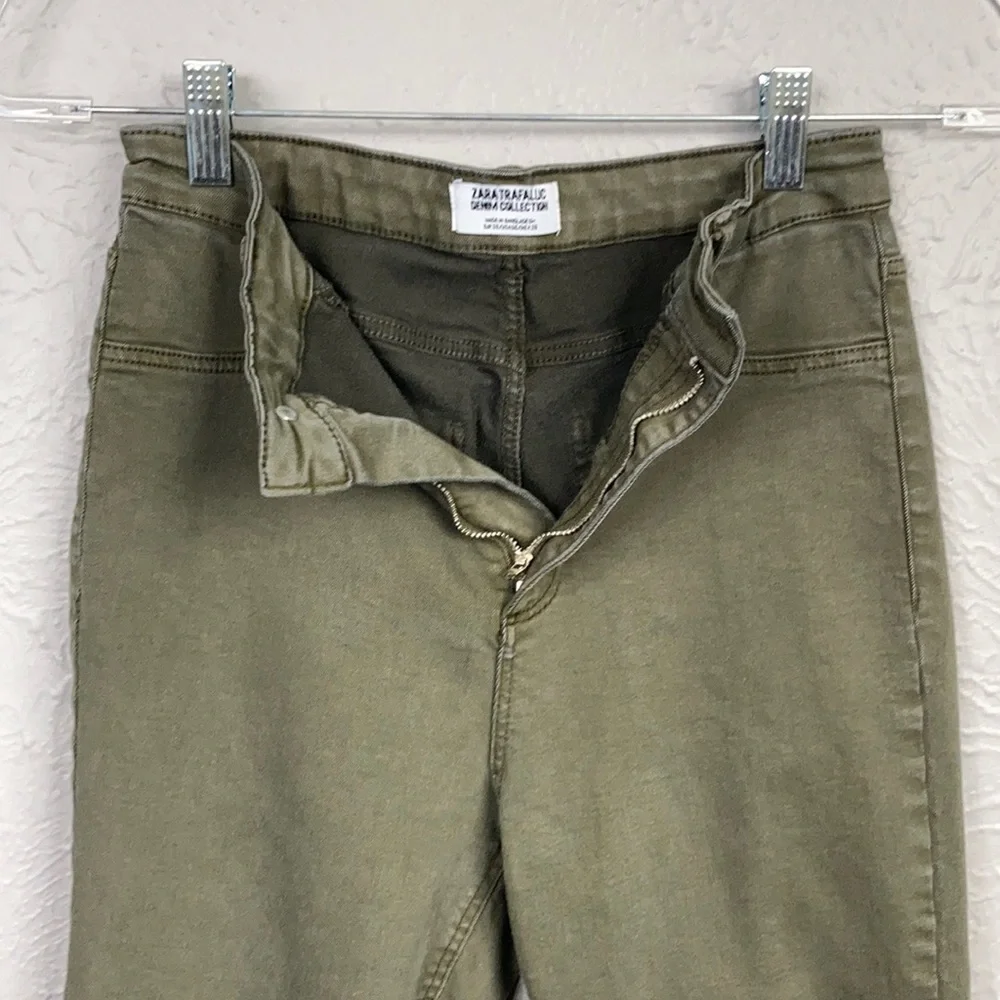 Zara Trafaluc Olive Green Skinny Jeans Size 6 - Picture 5 of 8